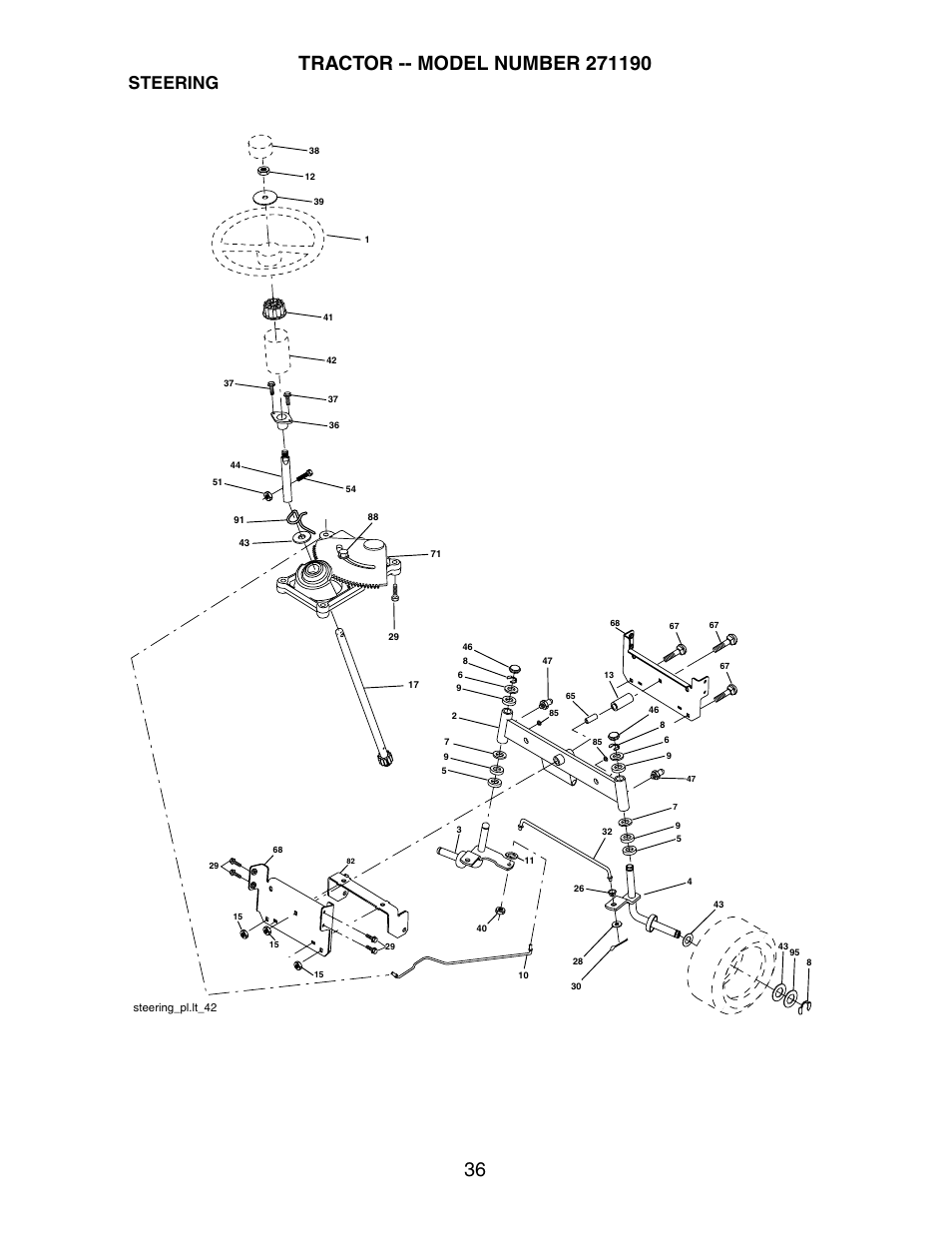 Steering | Poulan 271190 User Manual | Page 36 / 48
