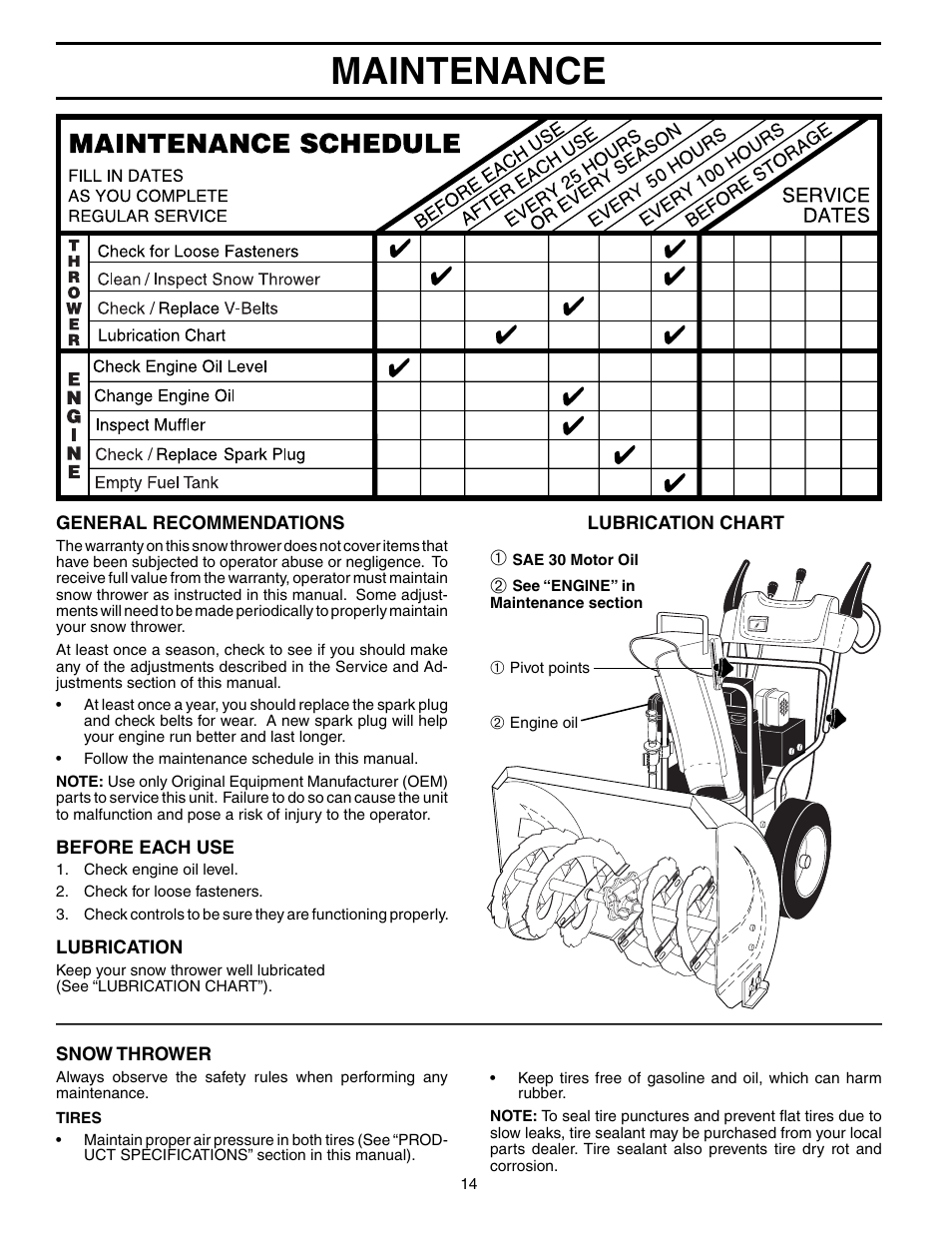 Maintenance | Poulan 192030 User Manual | Page 14 / 20