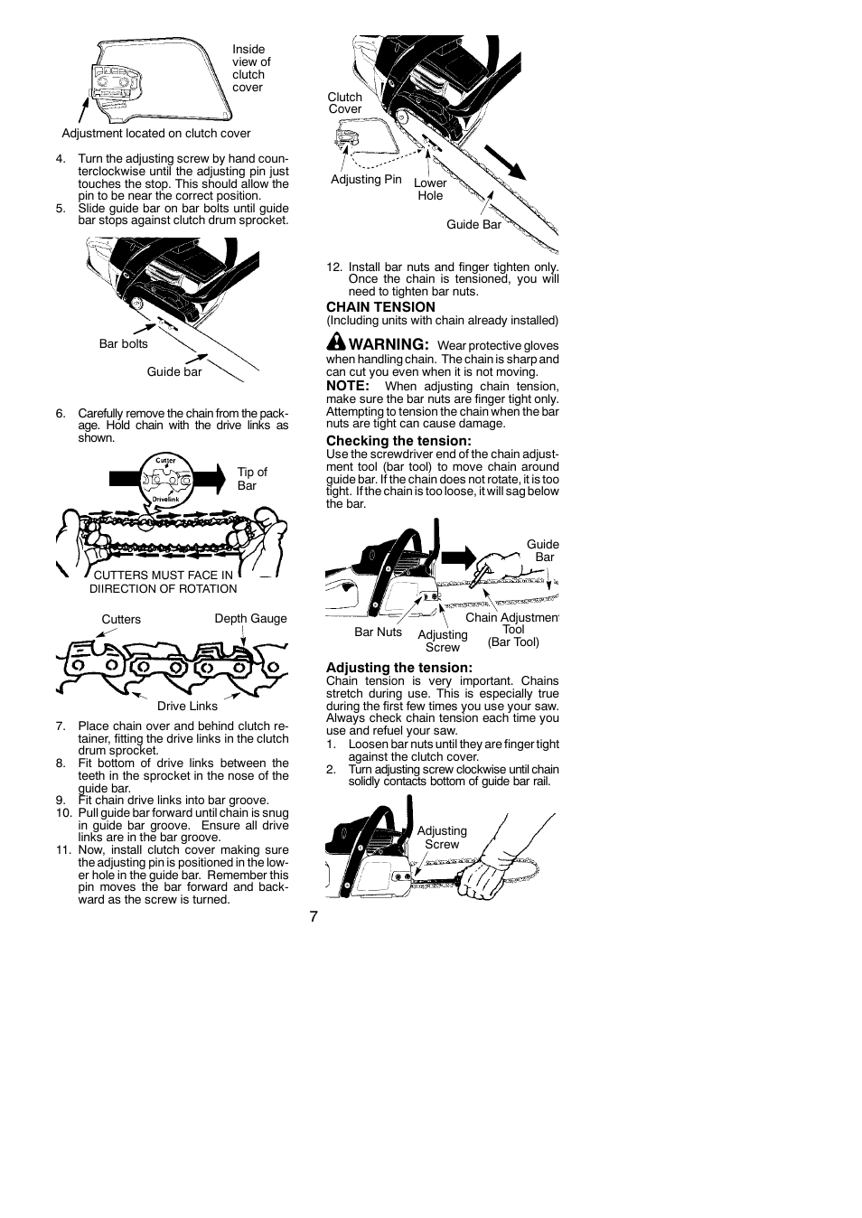 Warning | Poulan 545137250 User Manual | Page 7 / 19