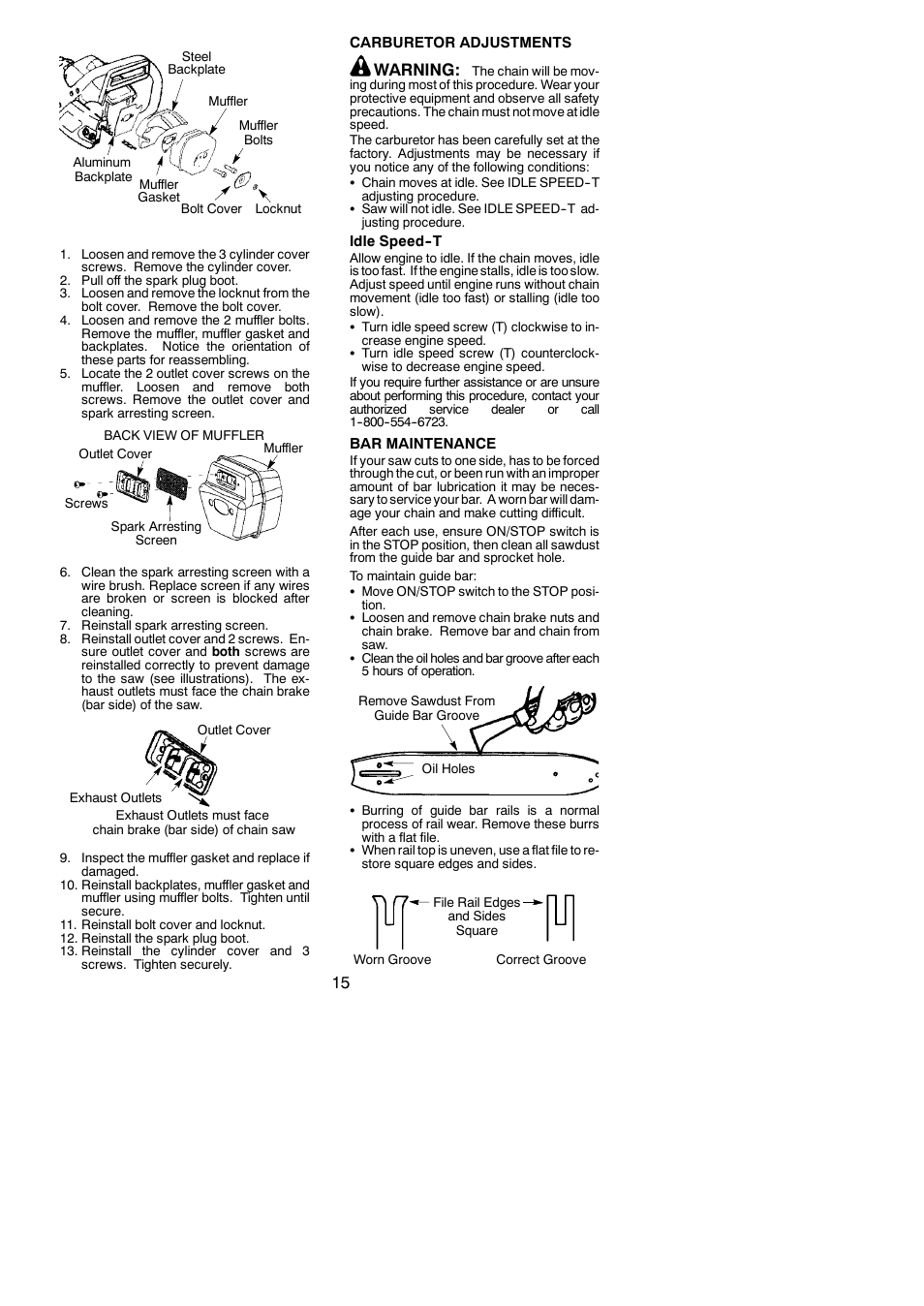 Warning | Poulan 115358026 User Manual | Page 15 / 20