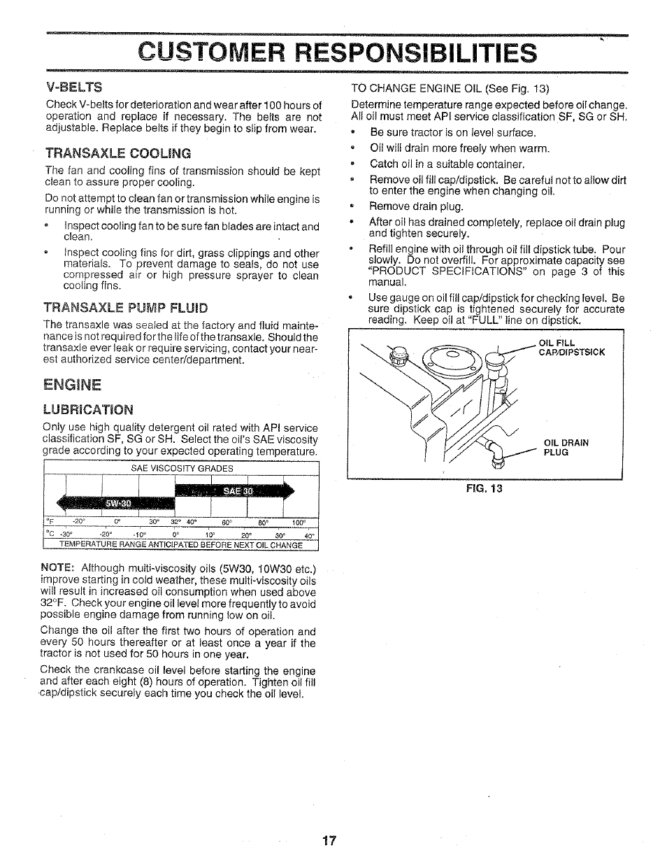 Customer responsibilities, Engine | Poulan 159699 User Manual | Page 17 / 46