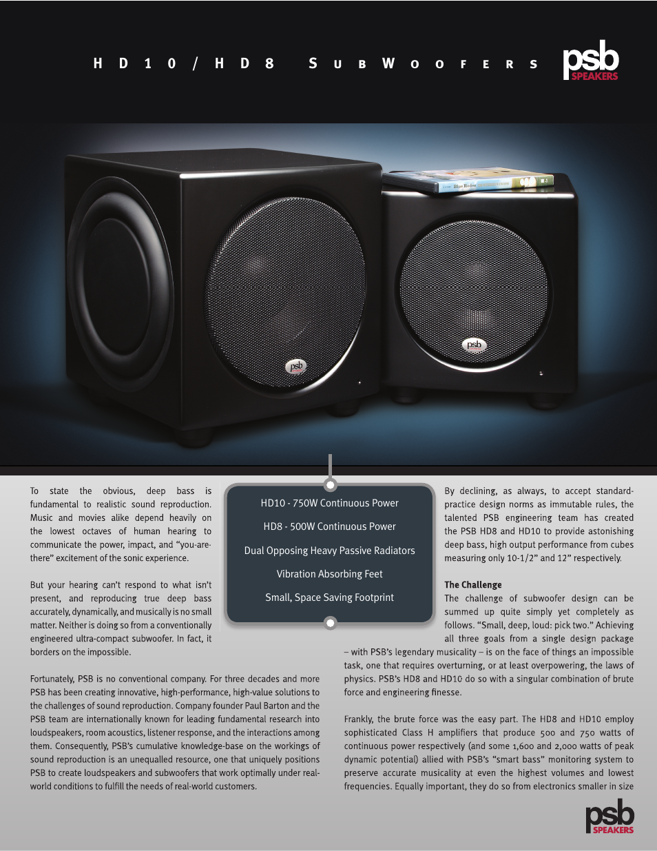 PSB Speakers HD8 User Manual | 2 pages