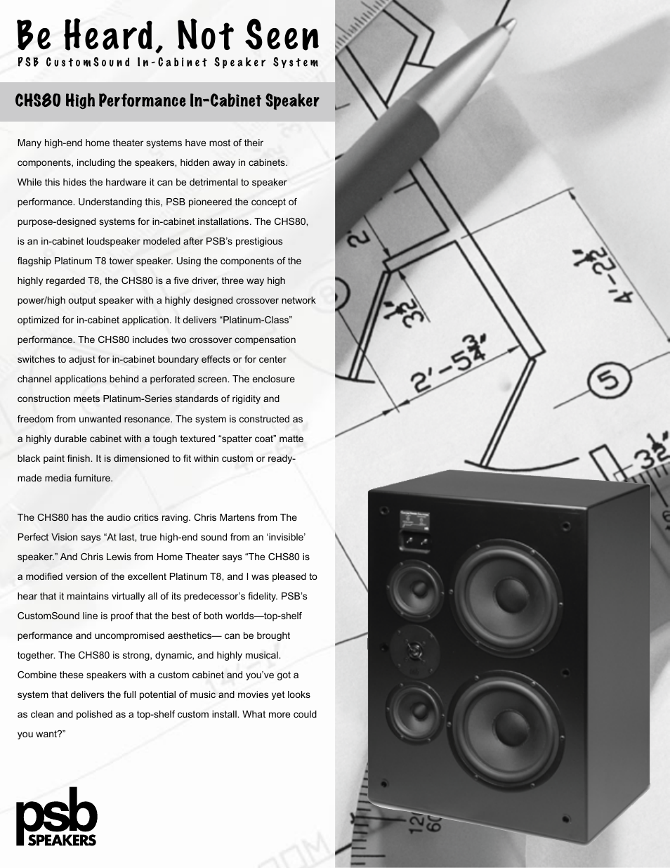 PSB Speakers CHS80 User Manual | 2 pages