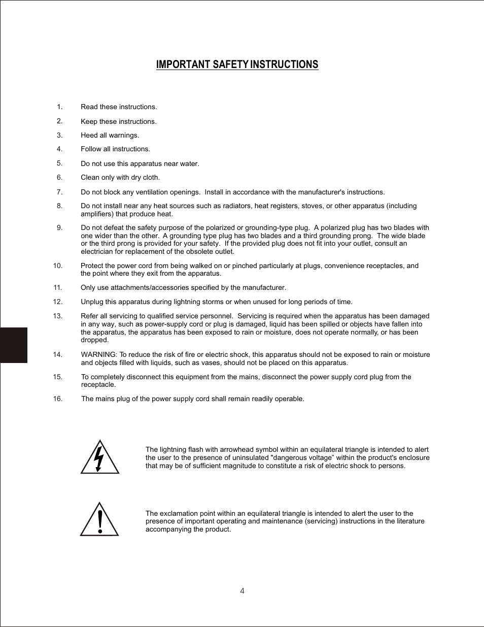 Important safety instructions | PSB Speakers CHS212 User Manual | Page 4 / 52