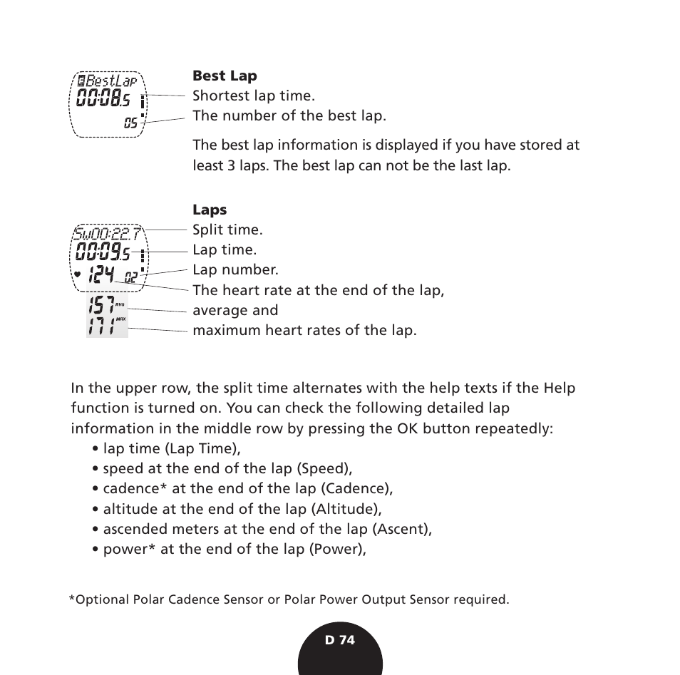 POLAR S725 User Manual | Page 76 / 122