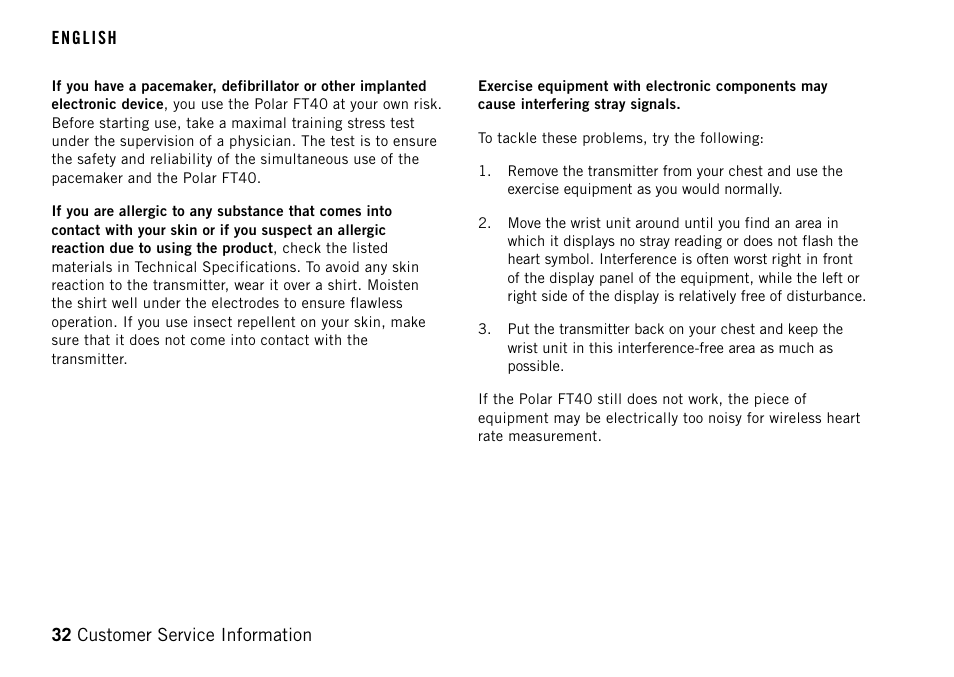 POLAR FT40TM User Manual | Page 32 / 38