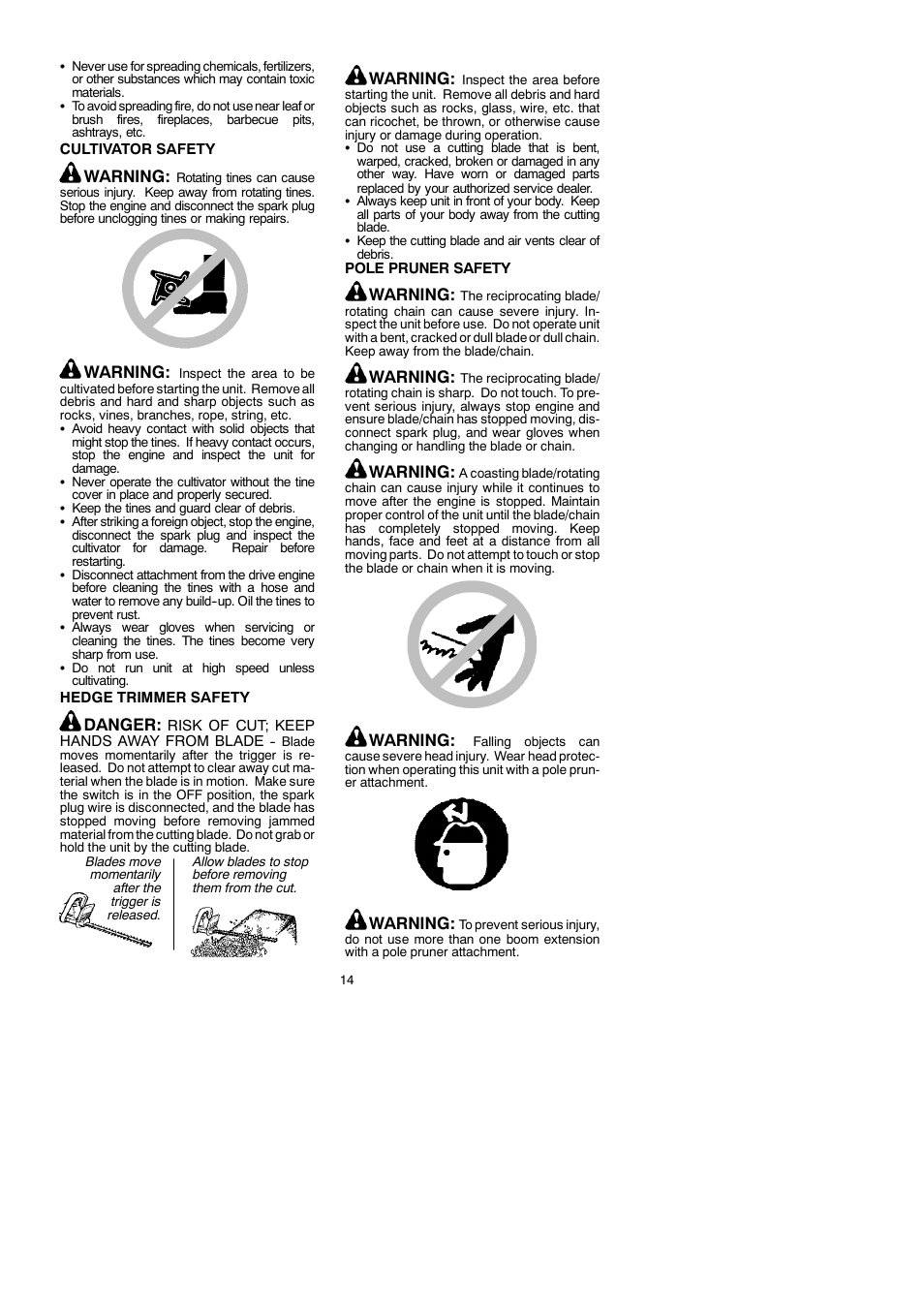 Warning, Danger | Partner Tech T330+ User Manual | Page 14 / 19