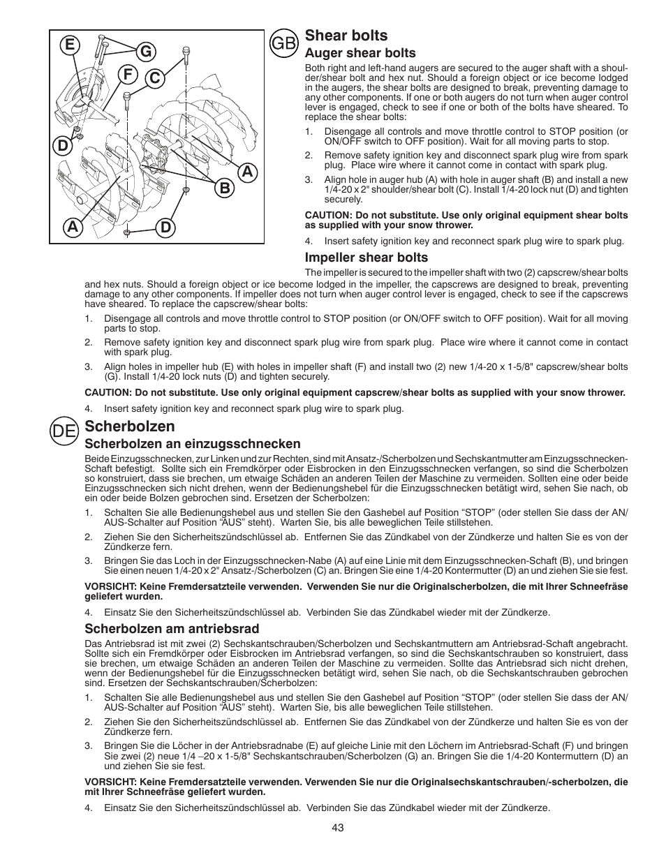 Scherbolzen, Shear bolts | Partner Tech PSB240 User Manual | Page 43 / 60