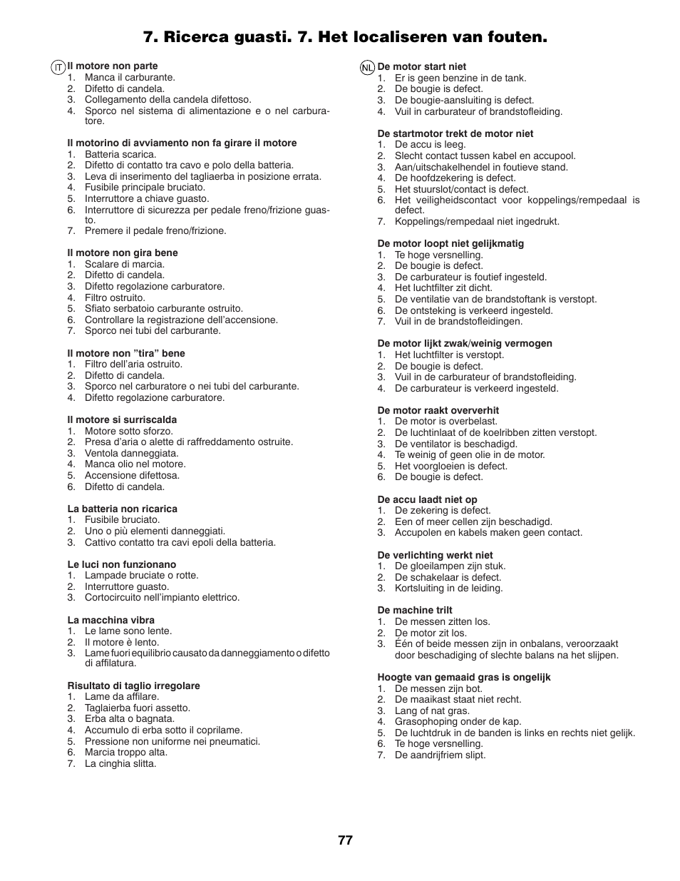 Ricerca guasti. 7. het localiseren van fouten | Partner Tech P145107H User Manual | Page 77 / 80