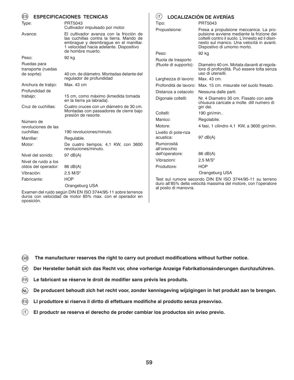 Partner Tech PRT5043 User Manual | Page 59 / 60