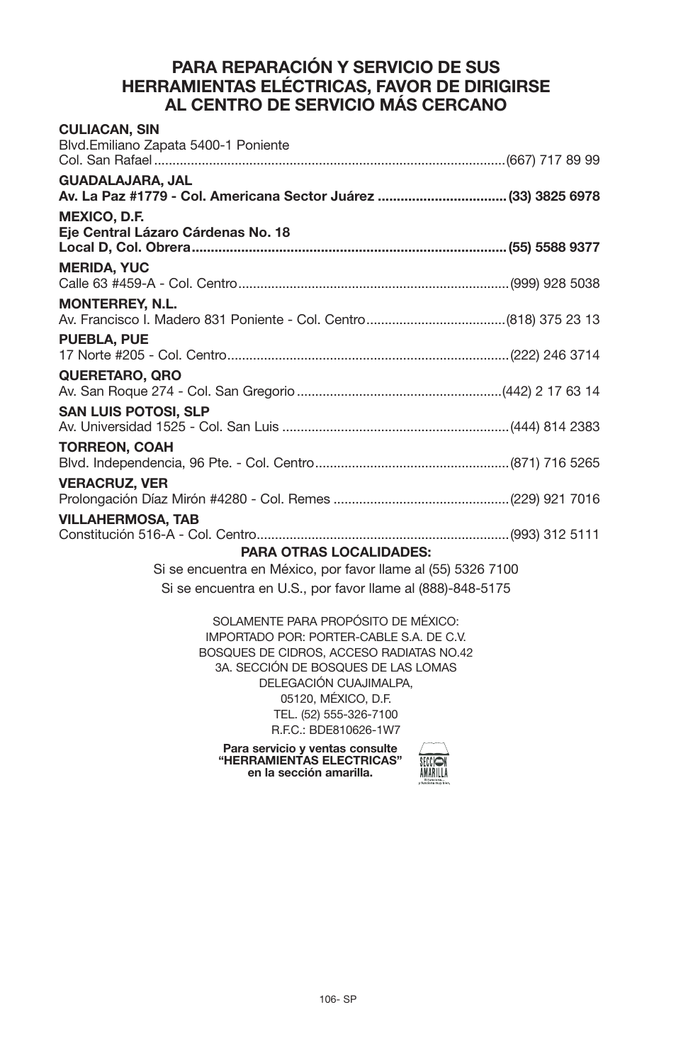 Porter-Cable PCG6500 User Manual | Page 106 / 112
