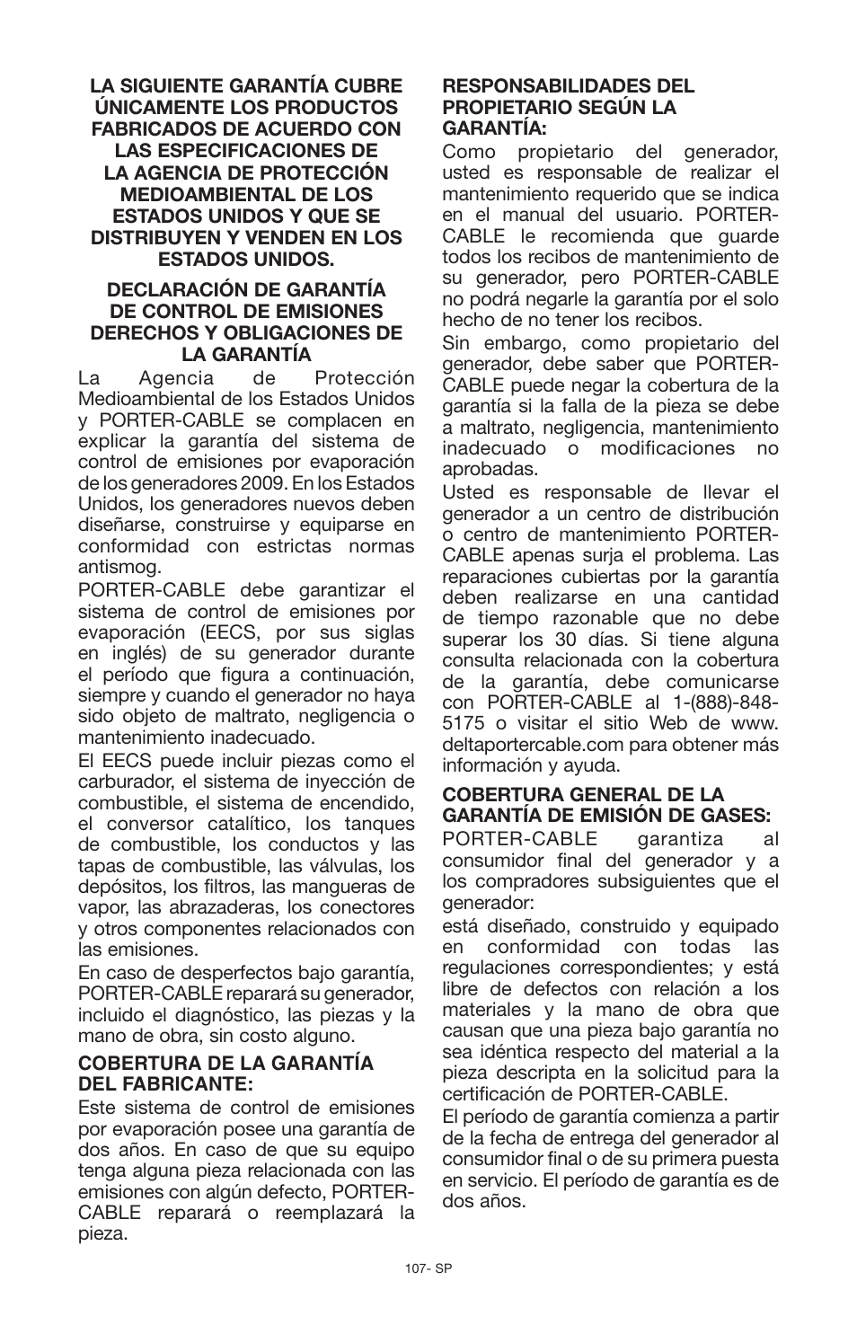Porter-Cable PCG6500 User Manual | Page 107 / 112