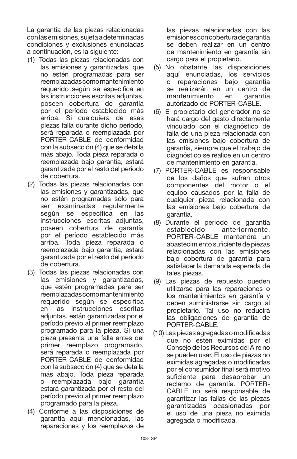 Porter-Cable PCG6500 User Manual | Page 108 / 112
