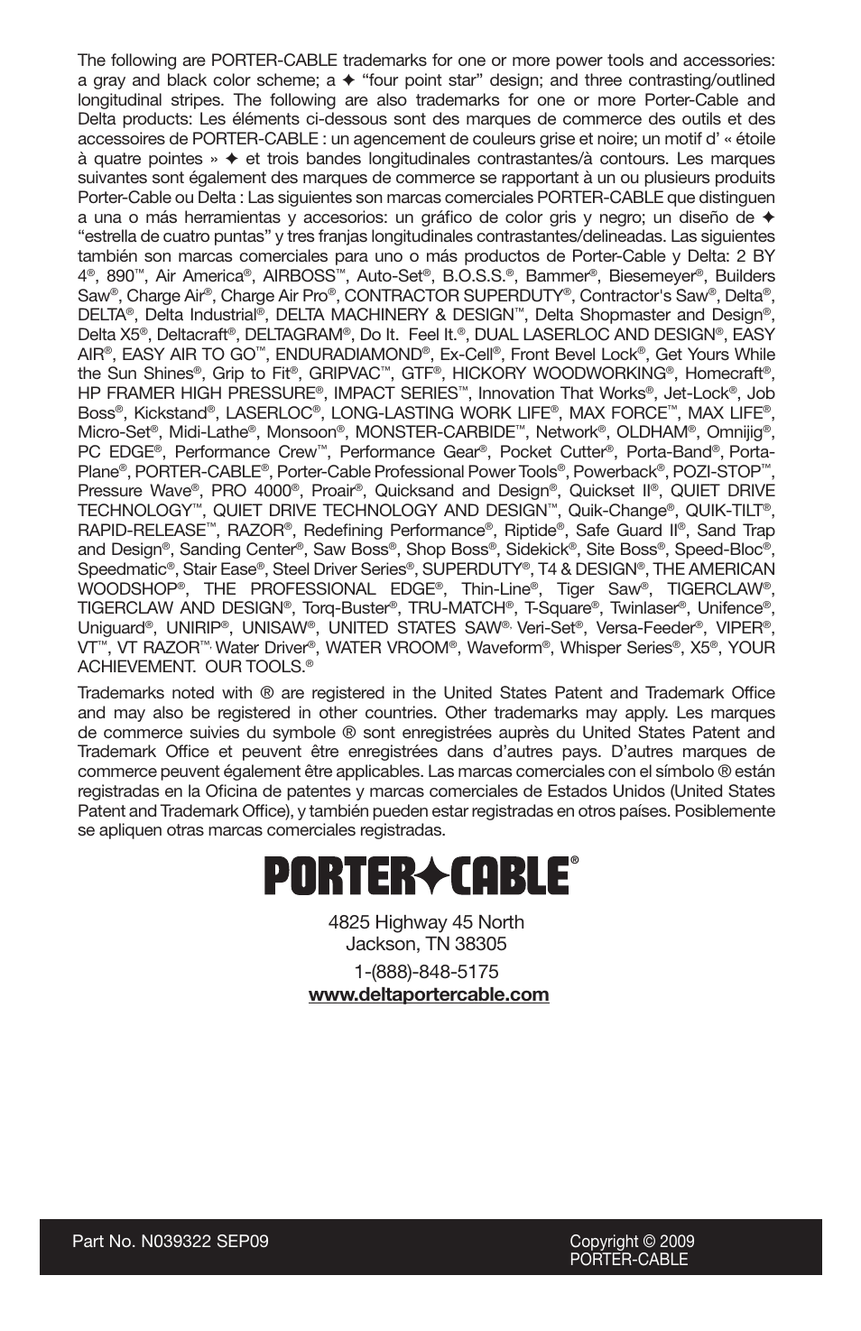 Porter-Cable PCG6500 User Manual | Page 112 / 112