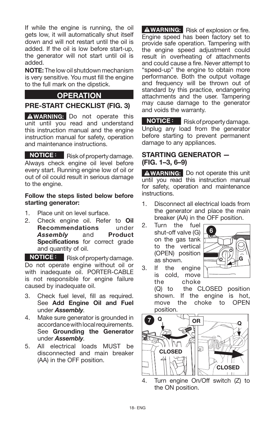 Operation | Porter-Cable PCG6500 User Manual | Page 18 / 112