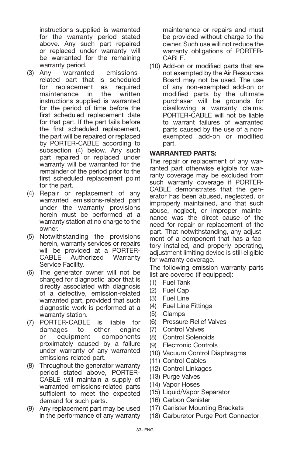 Porter-Cable PCG6500 User Manual | Page 33 / 112