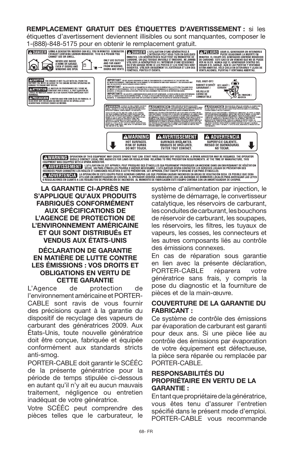 Porter-Cable PCG6500 User Manual | Page 68 / 112
