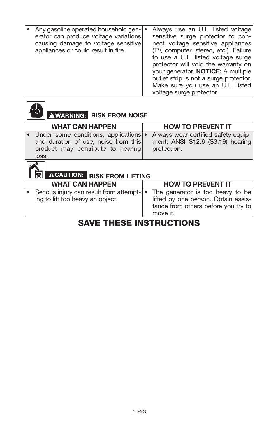 Save these instructions | Porter-Cable PCG6500 User Manual | Page 7 / 112