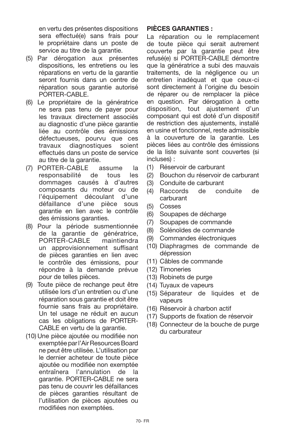 Porter-Cable PCG6500 User Manual | Page 70 / 112