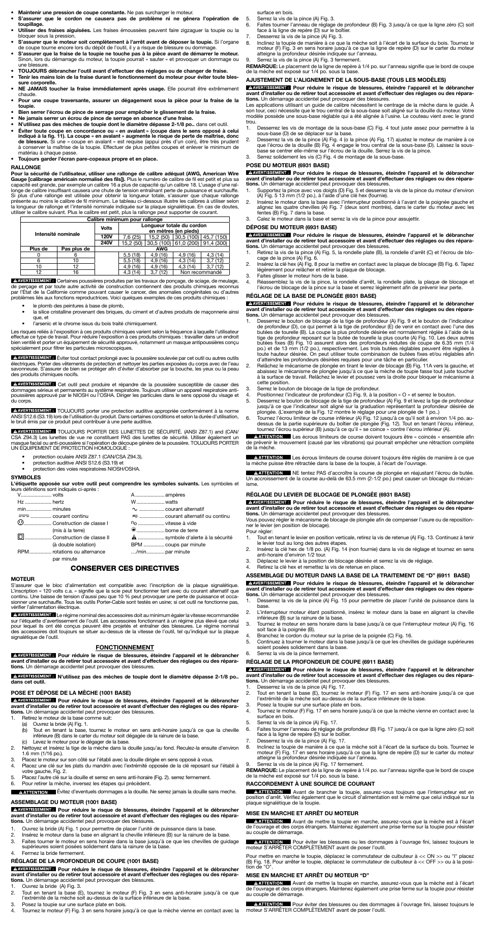 Conserver ces directives | Porter-Cable 690LR User Manual | Page 4 / 7