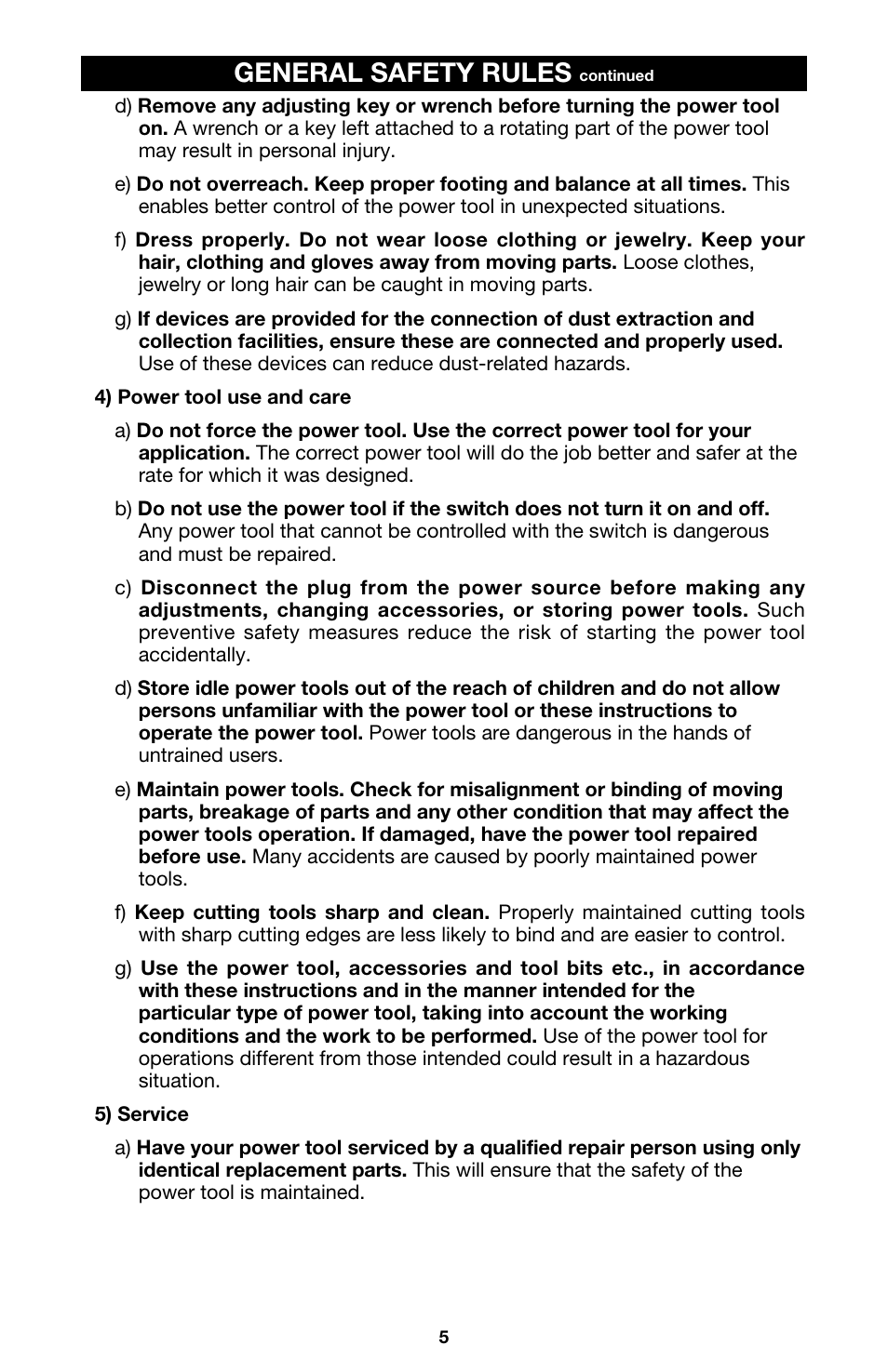 General safety rules | Porter-Cable 891 User Manual | Page 5 / 23