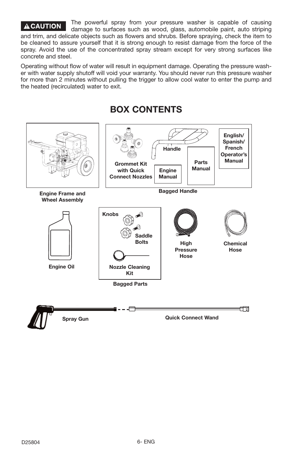 Box contents | Porter-Cable D25804-025-1 User Manual | Page 6 / 20