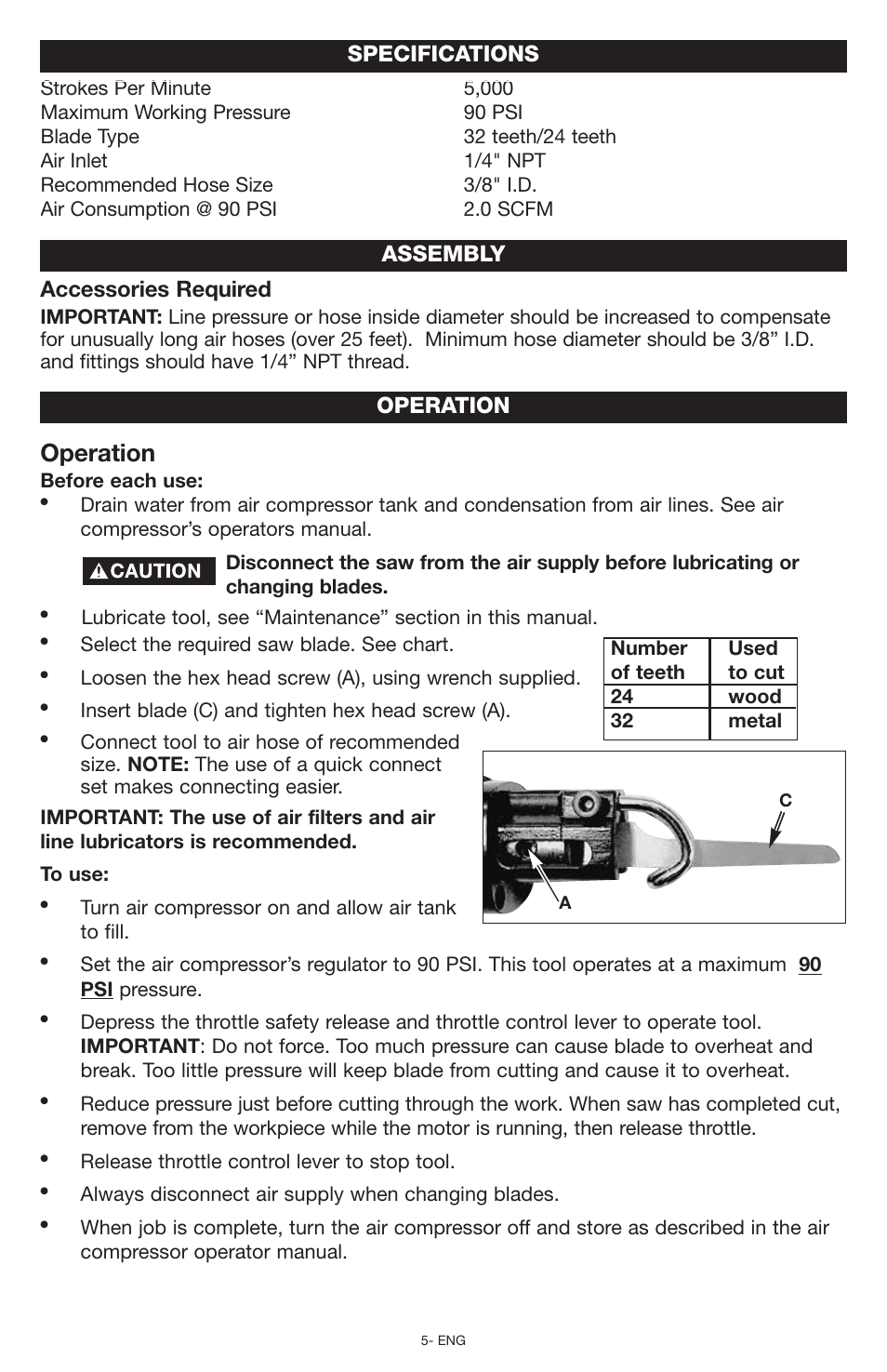 Operation | Porter-Cable PTX5 User Manual | Page 5 / 8