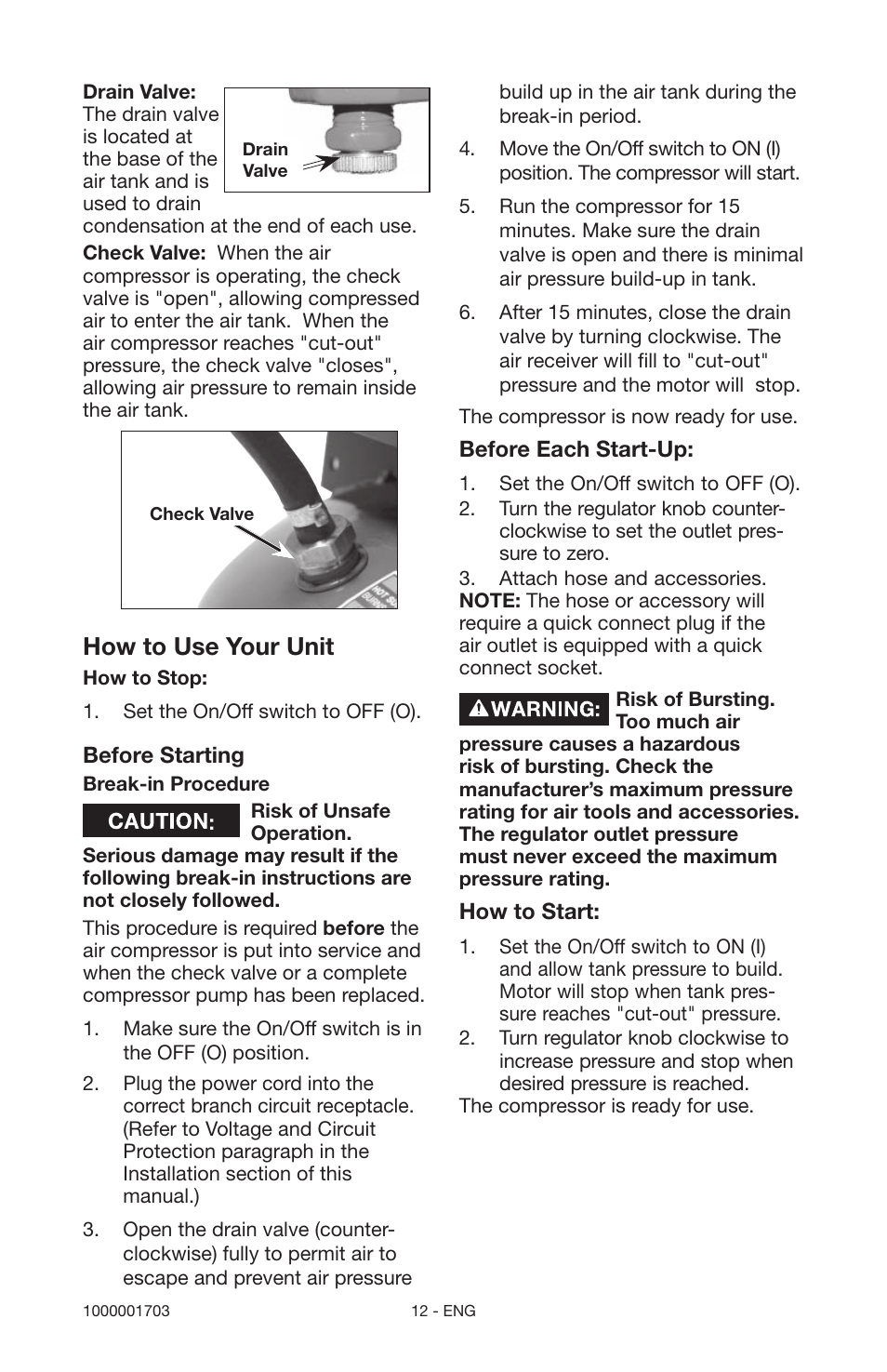 How to use your unit | Porter-Cable 1000001703 User Manual | Page 12 / 60