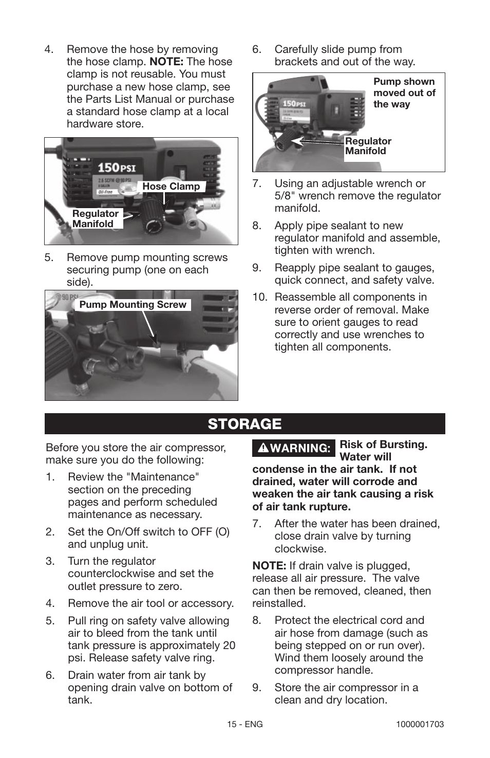 Storage | Porter-Cable 1000001703 User Manual | Page 15 / 60