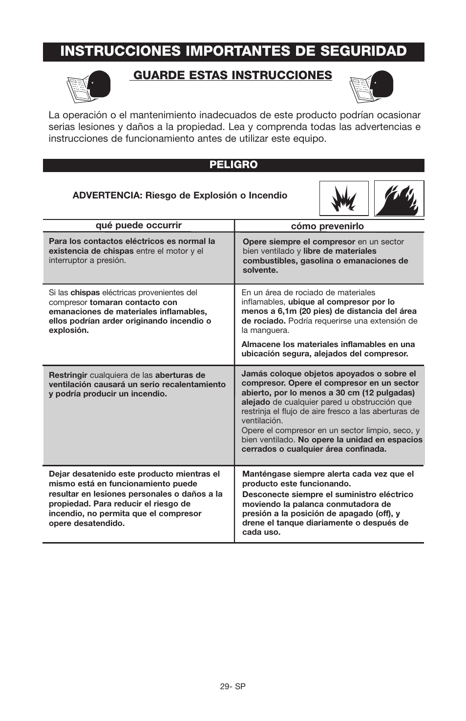 Instrucciones importantes de seguridad, Guarde estas instrucciones | Porter-Cable JOB BOSS C3555 User Manual | Page 29 / 78