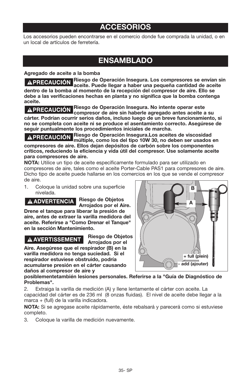 Accesorios, Ensamblado | Porter-Cable JOB BOSS C3555 User Manual | Page 35 / 78