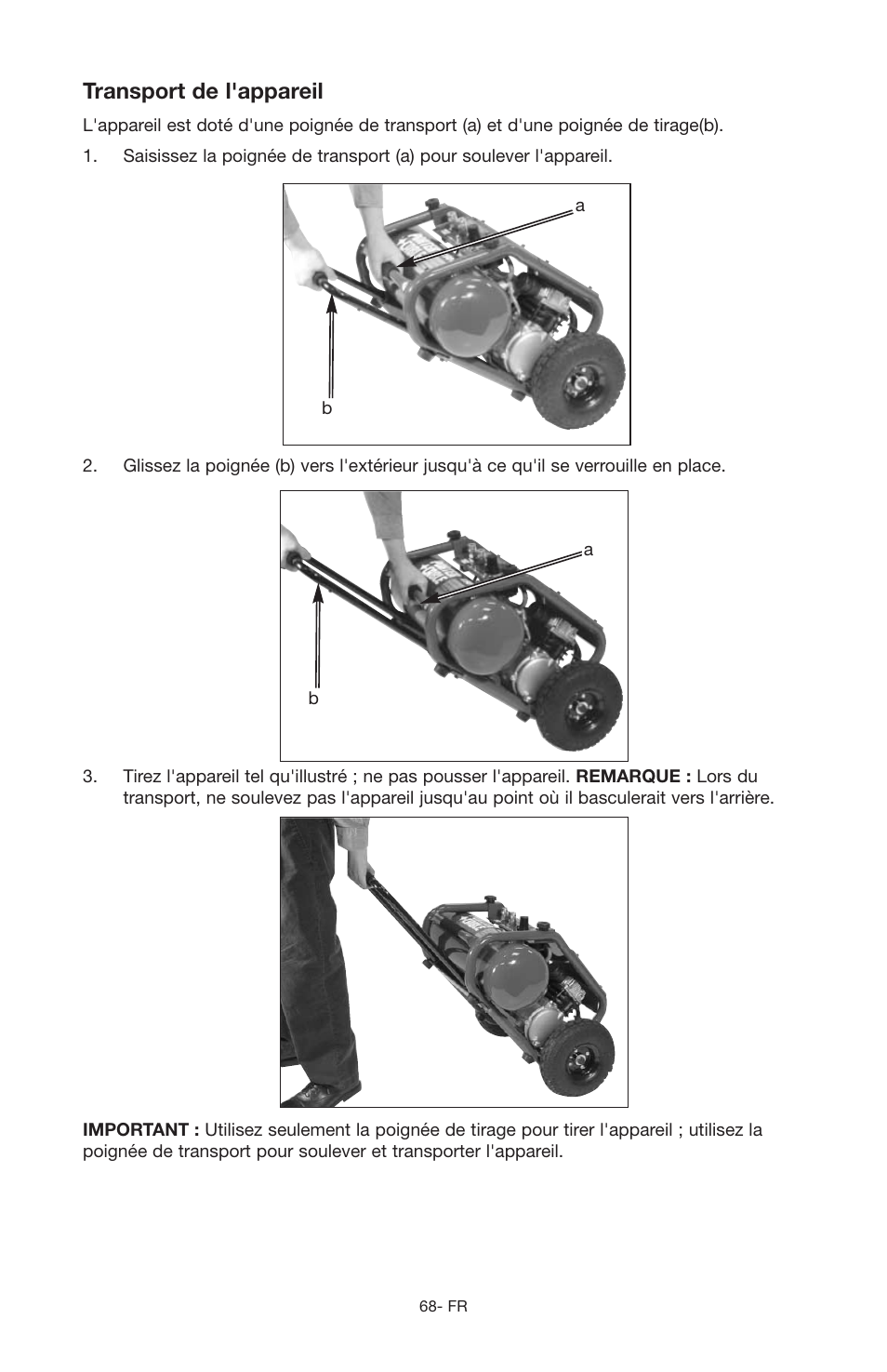Transport de l'appareil | Porter-Cable JOB BOSS C3555 User Manual | Page 68 / 78