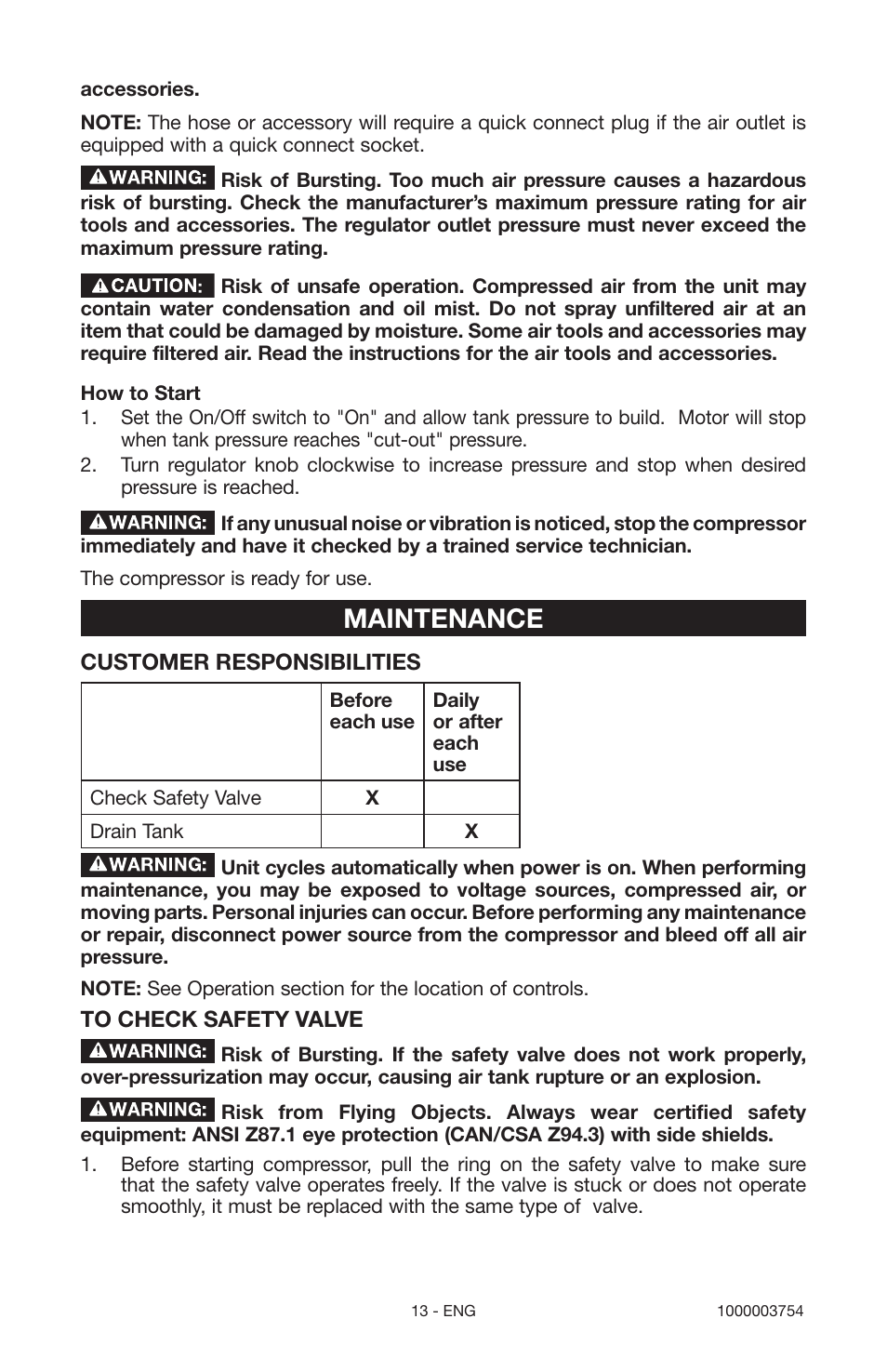 Maintenance | Porter-Cable 1000003754 User Manual | Page 13 / 64