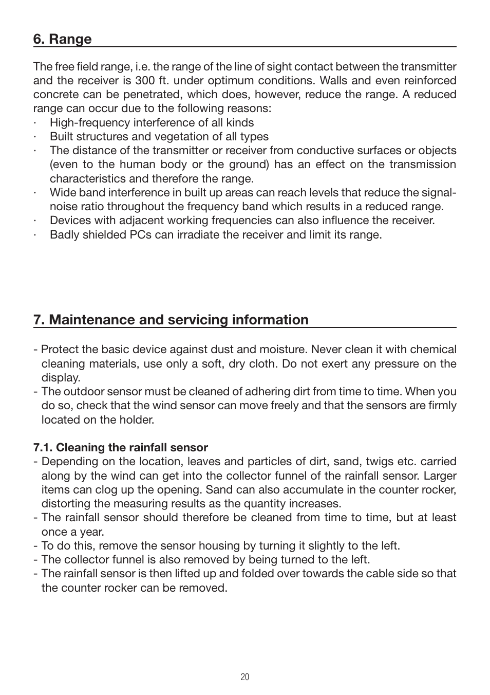 Range, Maintenance and servicing information | P3 International E 9300 User Manual | Page 20 / 48