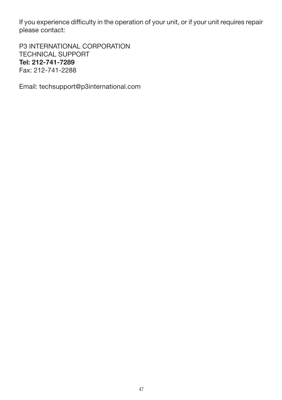 P3 International E 9300 User Manual | Page 47 / 48