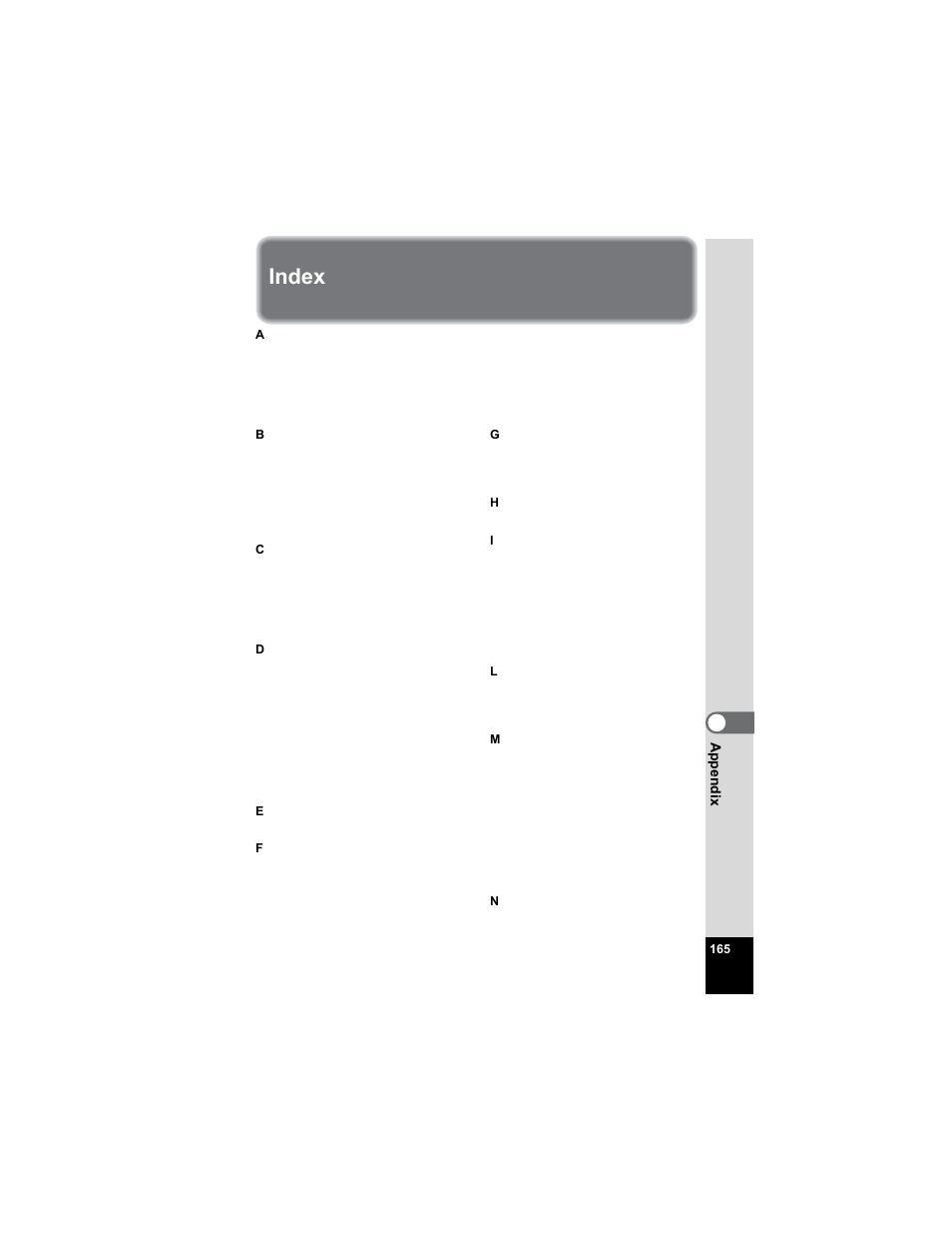 Index | Pentax Optio S5n User Manual | Page 167 / 171