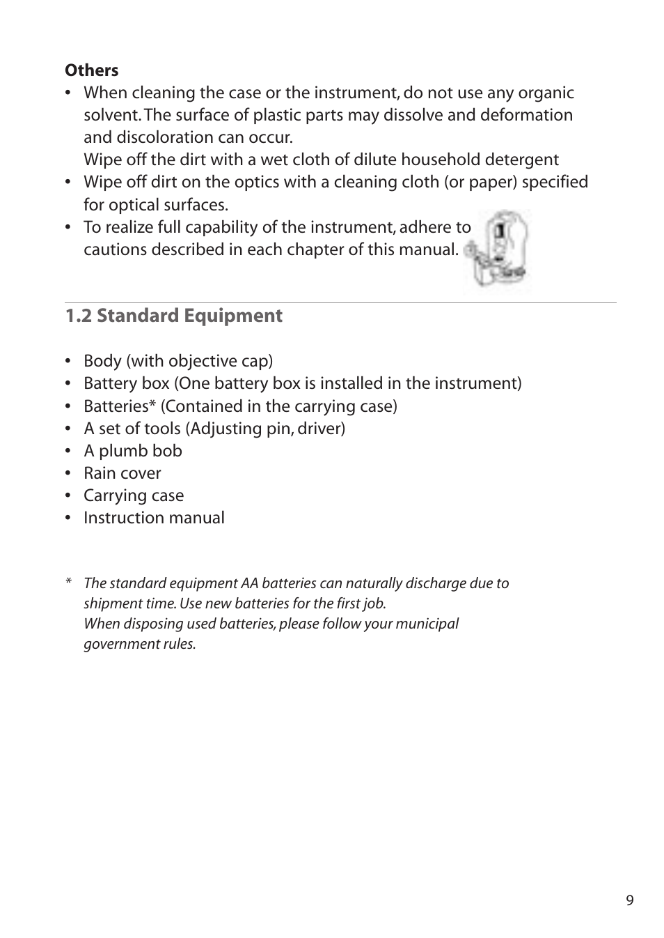 2 standard equipment | Pentax ETH-310 User Manual | Page 9 / 48