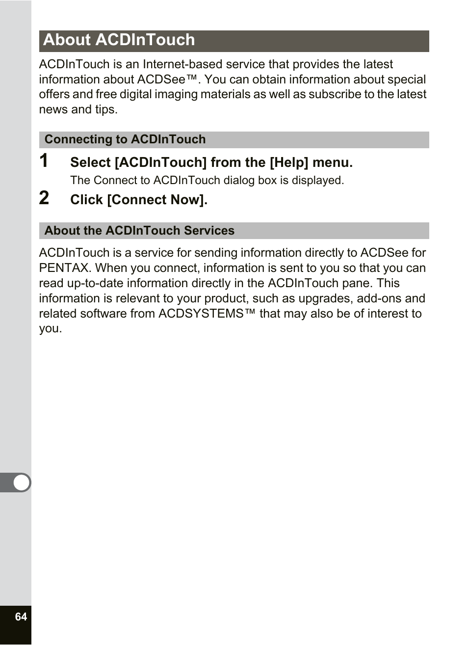 About acdintouch | Pentax Optio SV User Manual | Page 66 / 68