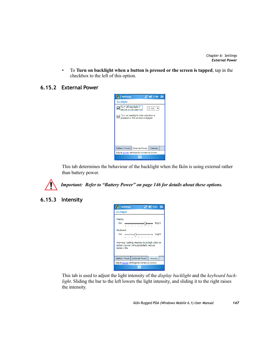 2 external power, 3 intensity, 2 external power 6.15.3 intensity | PYLE Audio IKON RUGGED 7505-BT User Manual | Page 161 / 406