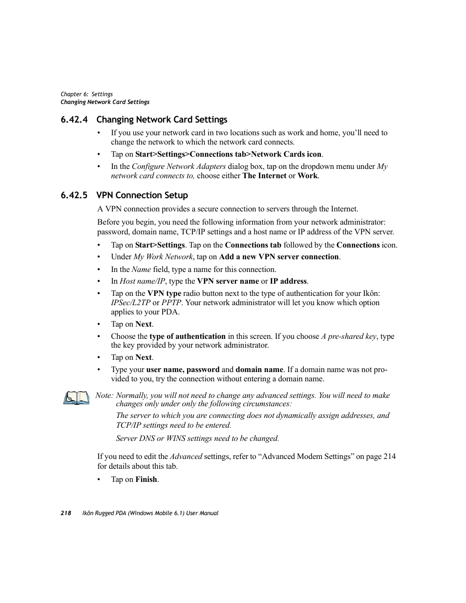 4 changing network card settings, 5 vpn connection setup | PYLE Audio IKON RUGGED 7505-BT User Manual | Page 232 / 406