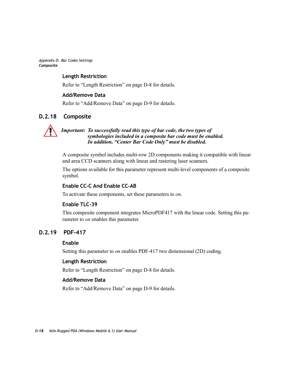 D.2.18 composite, D.2.19 pdf-417 | PYLE Audio IKON RUGGED 7505-BT User Manual | Page 366 / 406