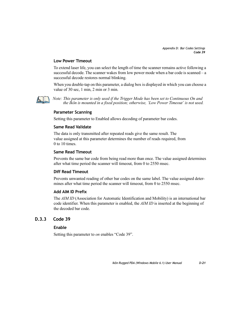 D.3.3 code 39 | PYLE Audio IKON RUGGED 7505-BT User Manual | Page 369 / 406
