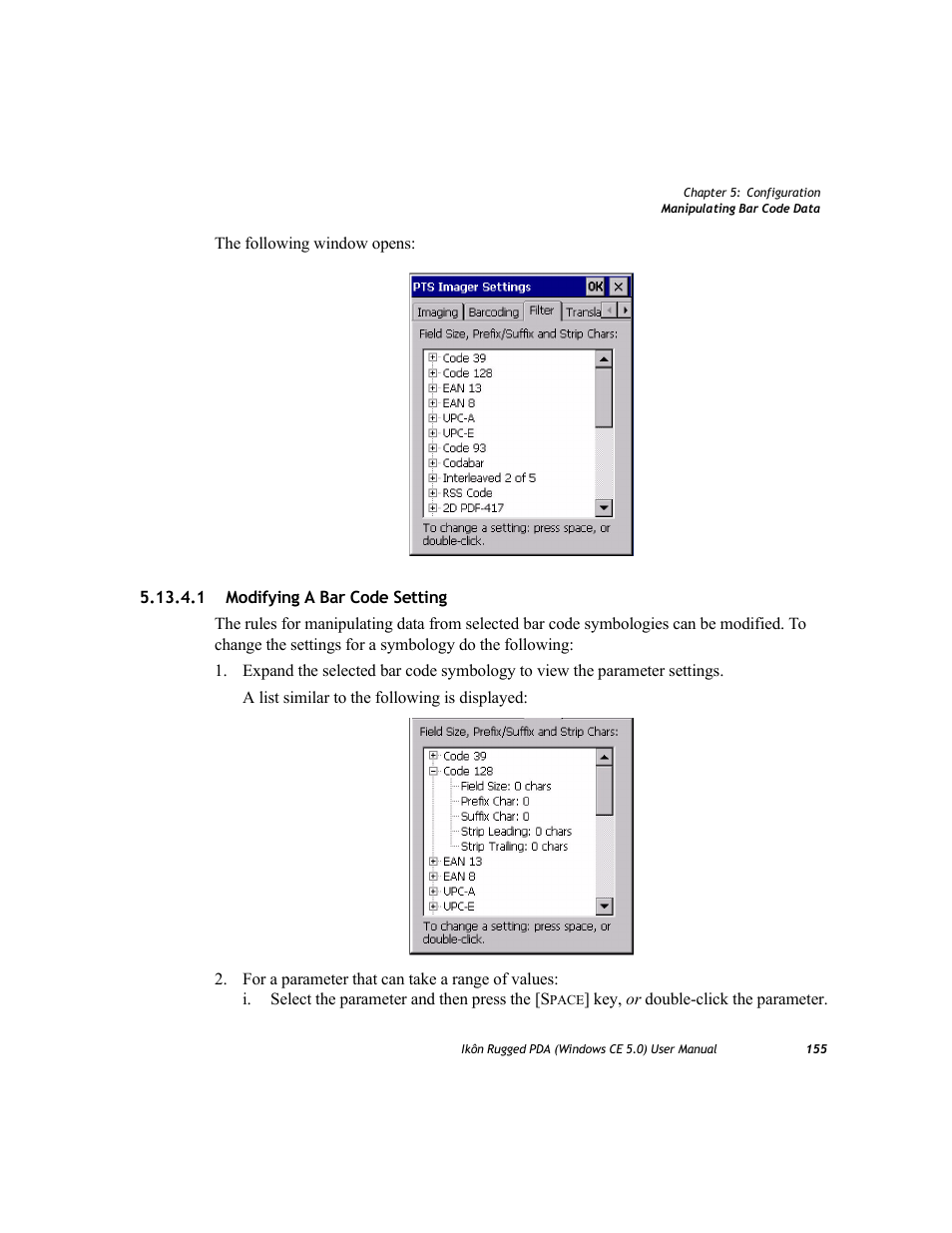 1 modifying a bar code setting | PYLE Audio IKON RUGGED 7505-BTSDCMHC25 User Manual | Page 167 / 324