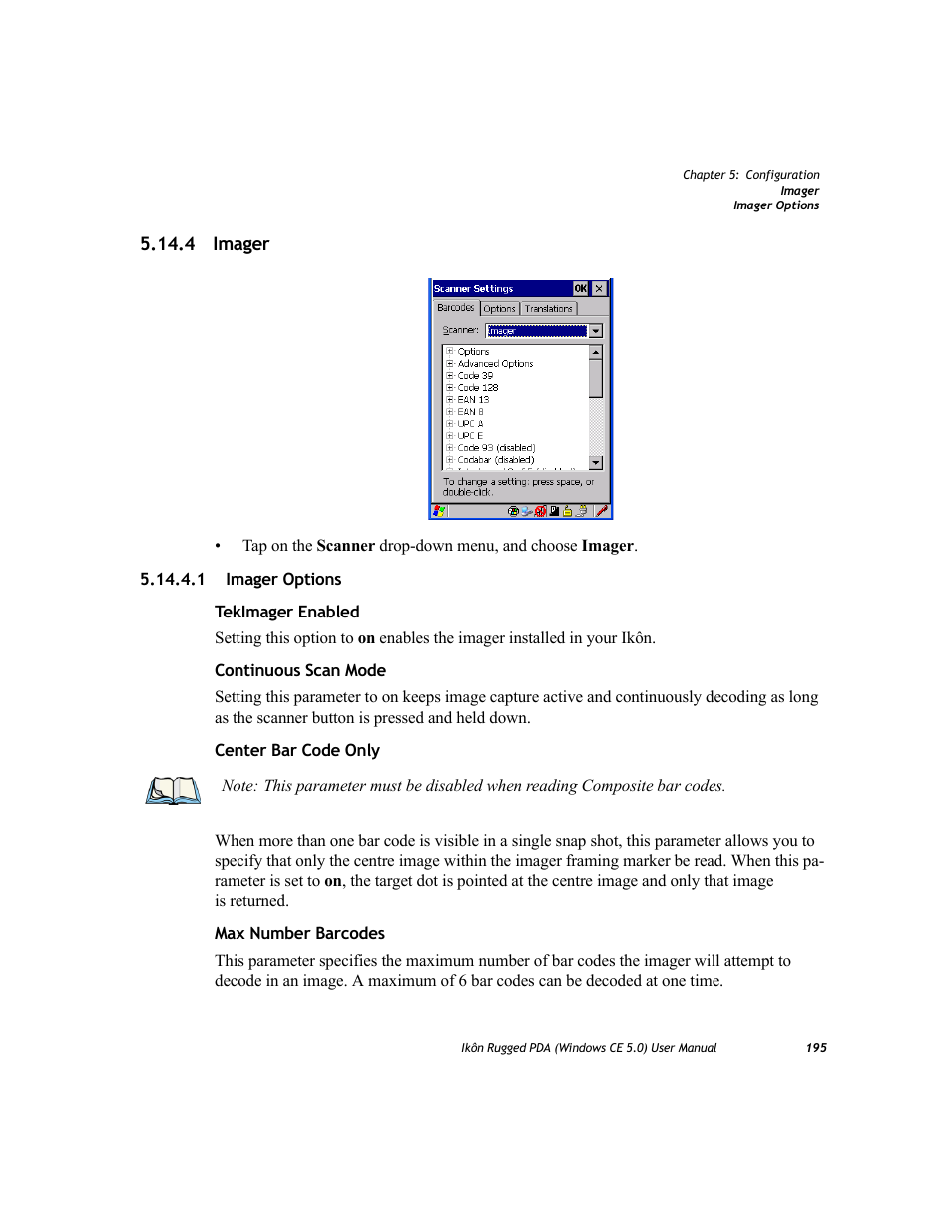 4 imager, 1 imager options, Imager options | PYLE Audio IKON RUGGED 7505-BTSDCMHC25 User Manual | Page 207 / 324