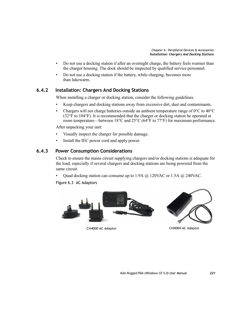 2 installation: chargers and docking stations, 3 power consumption considerations, Installation: chargers and docking stations | Power consumption considerations | PYLE Audio IKON RUGGED 7505-BTSDCMHC25 User Manual | Page 233 / 324