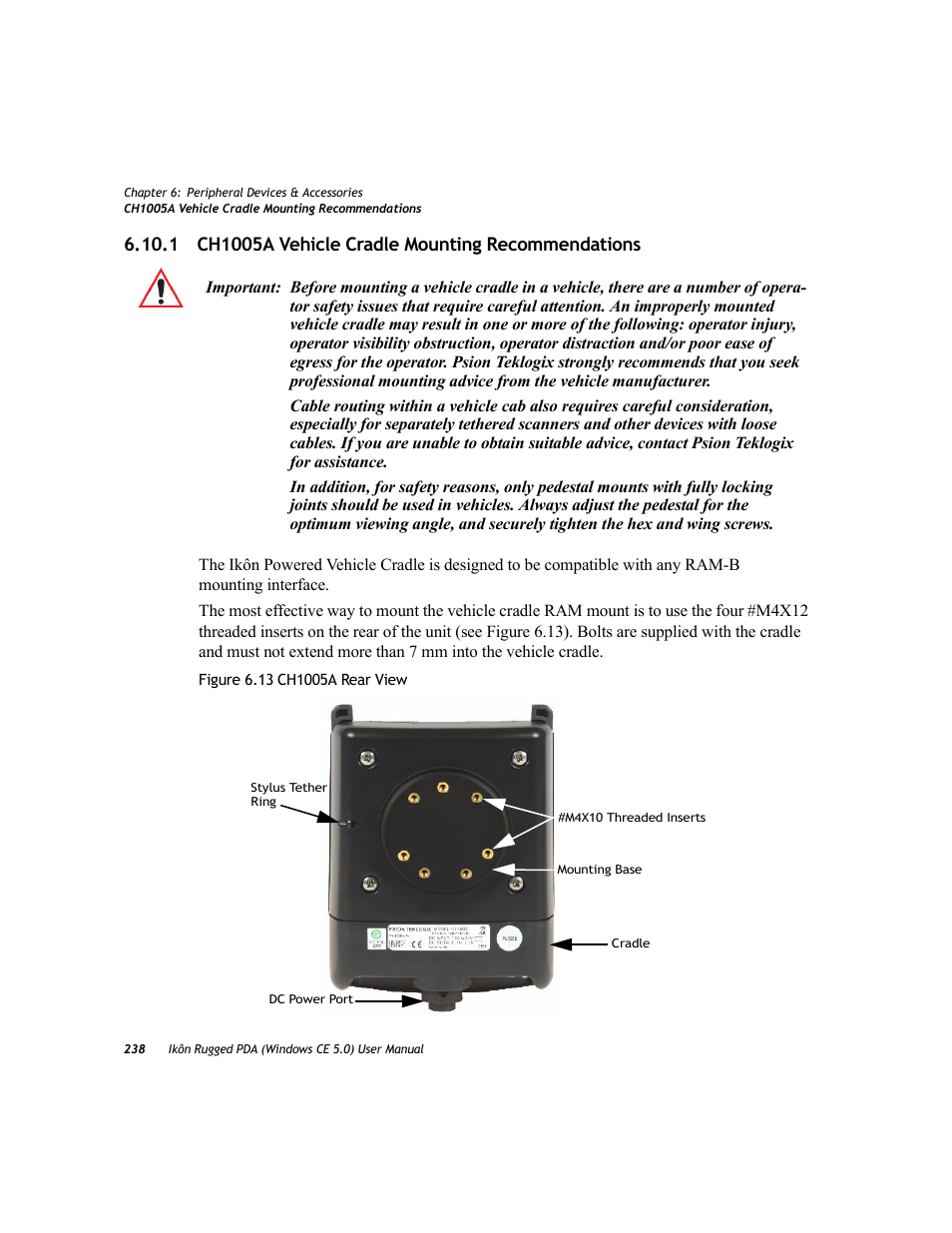 1 ch1005a vehicle cradle mounting recommendations | PYLE Audio IKON RUGGED 7505-BTSDCMHC25 User Manual | Page 250 / 324