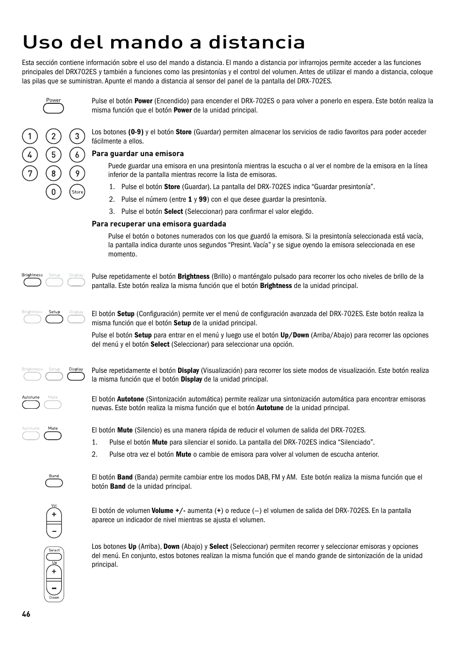 Uso del mando a distancia | Pure Digital DRX-702ES User Manual | Page 12 / 16