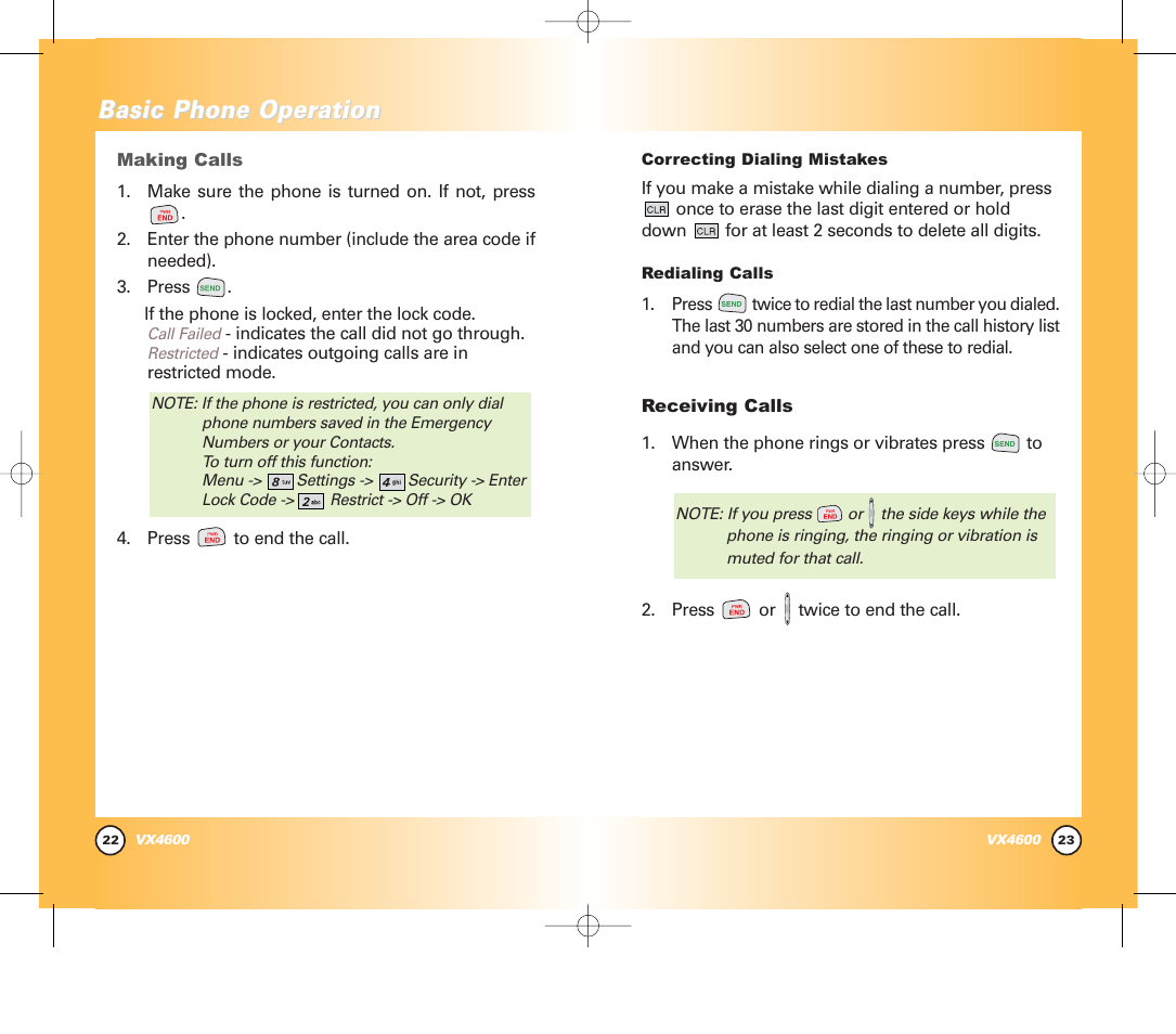 Basic phone operation | Pure Digital VX4600 User Manual | Page 13 / 80