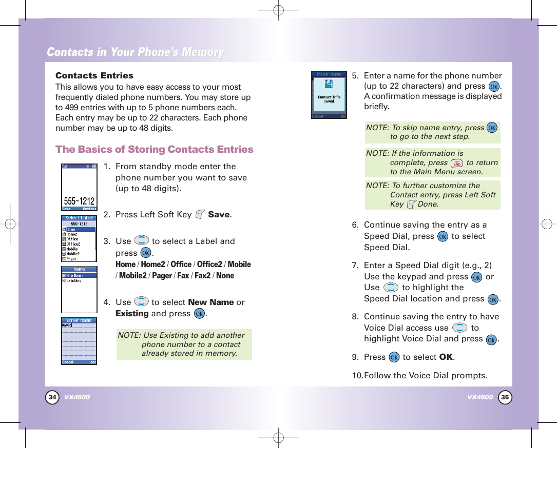 Contacts in y | Pure Digital VX4600 User Manual | Page 19 / 80