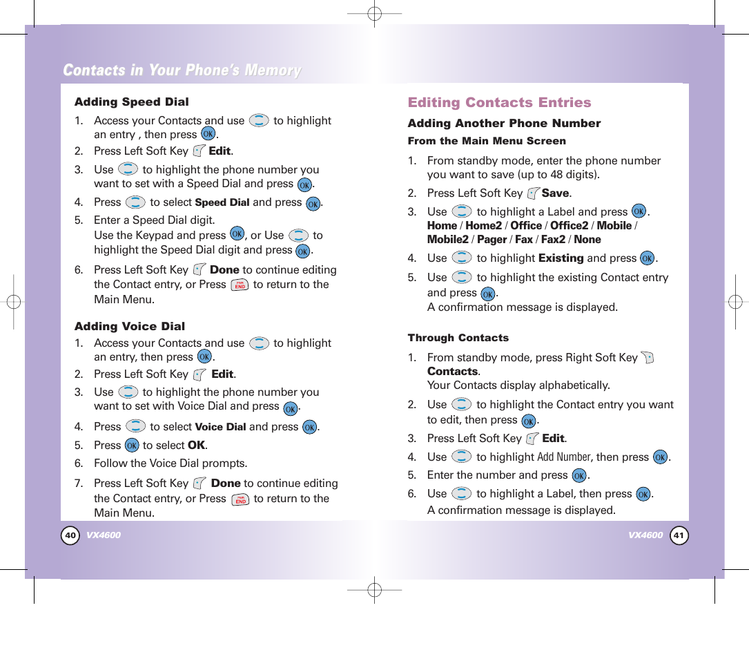 Contacts in y | Pure Digital VX4600 User Manual | Page 22 / 80